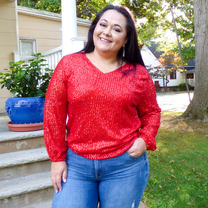 Sequin Sleeves Plus Size Top – Urspirit Shop