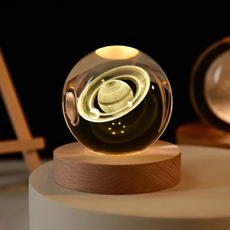 Aesthetic Moon Crystal Sphere Creative Clear Glass Galaxy Globe Night Light Crystal Ball Lamp Desktop Decoration Home Ornament-6x6cm Galaxy