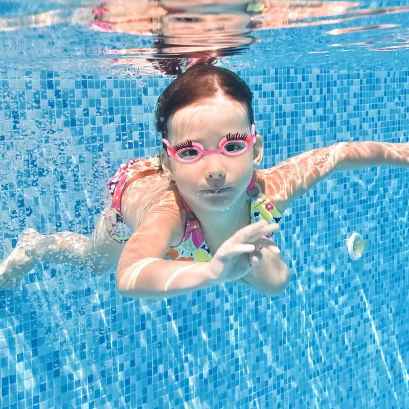 Swimming Goggles For Girls Eyelash-Enhanced Girl Goggles Goggles Case Included Adjustable Fit UV Protection For Safe Swimming-Pink