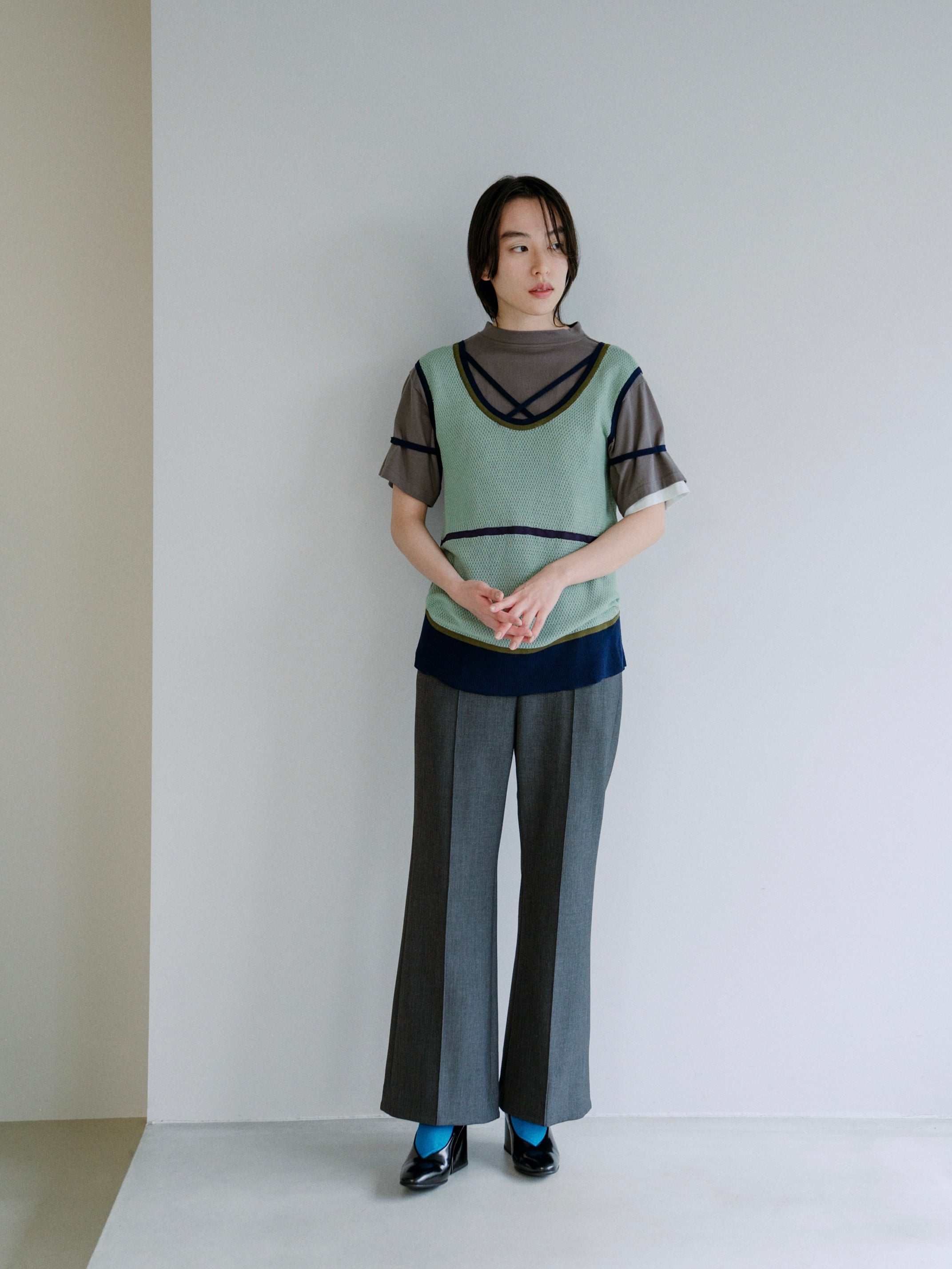 新品タグ付きritsuko karita Hem wide slacks 特別オファー www