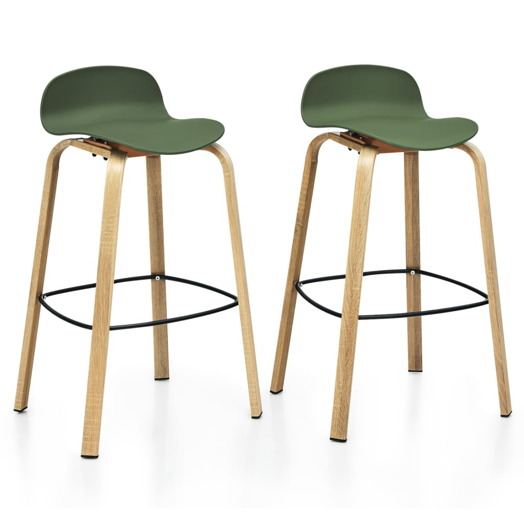 Modern Set of 2 Barstools 30inch Pub Chairs w/Low Back & 