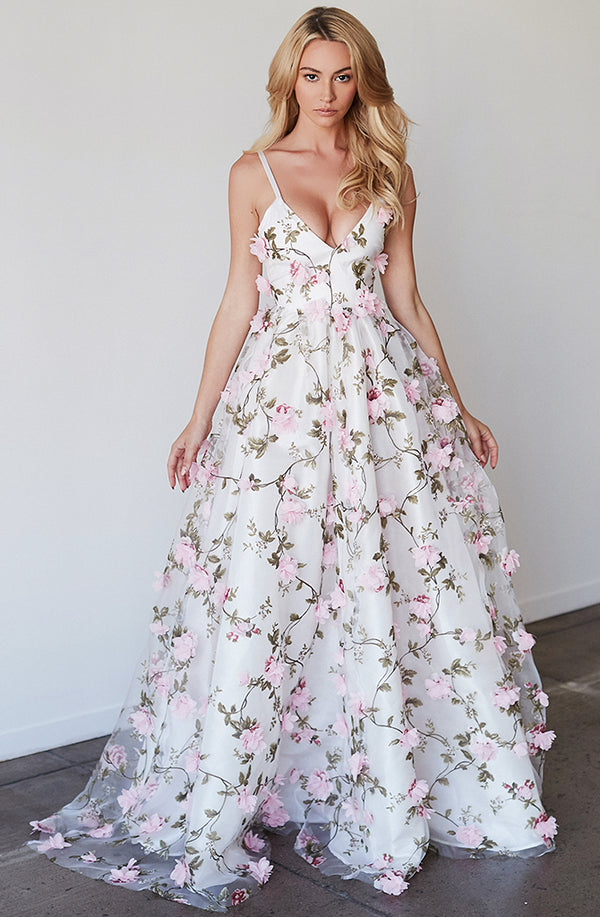 3d floral evening gown