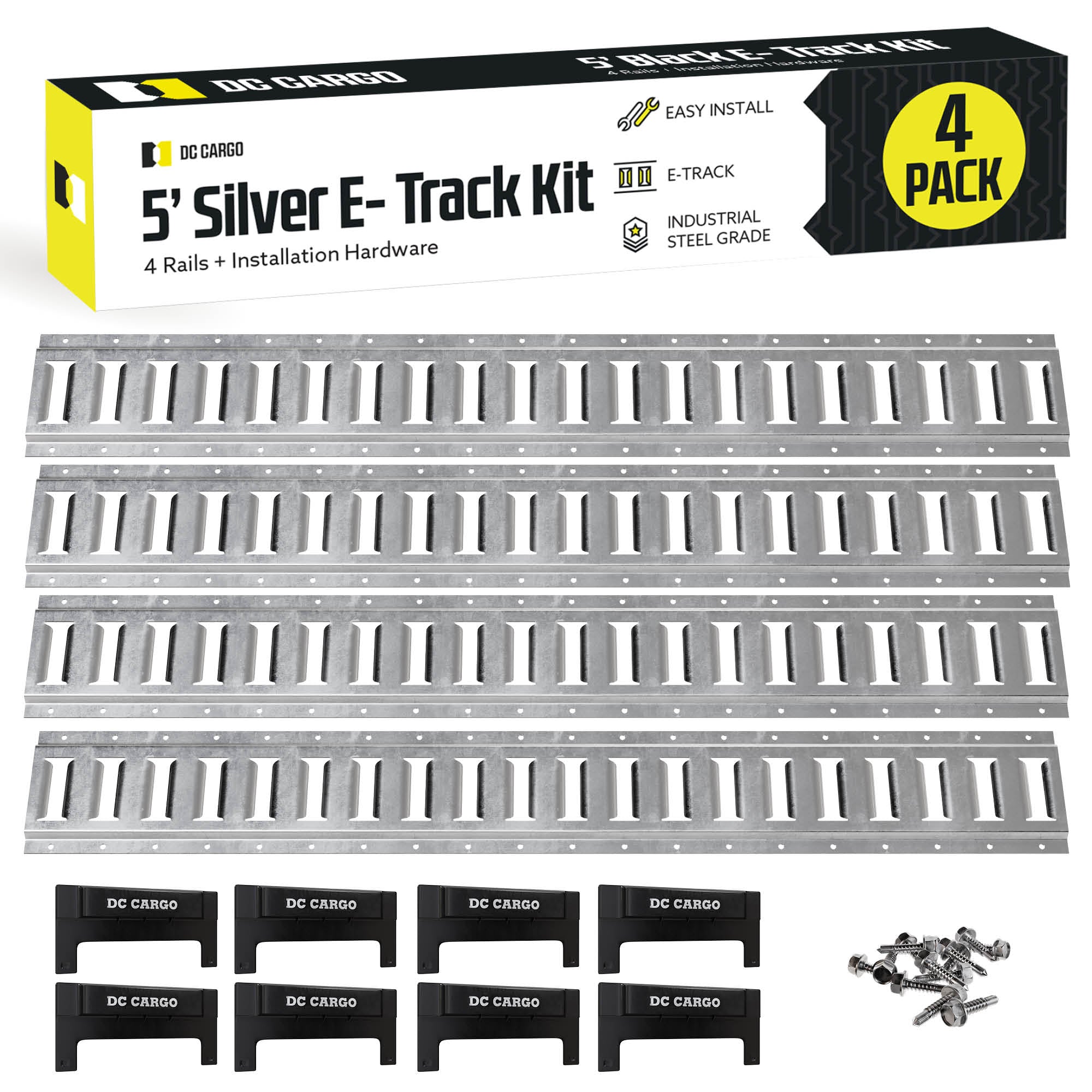 Trekassy E Track Tie-Down Kit - 12 Pieces: 4 Pack E-Track Rails & 8 E