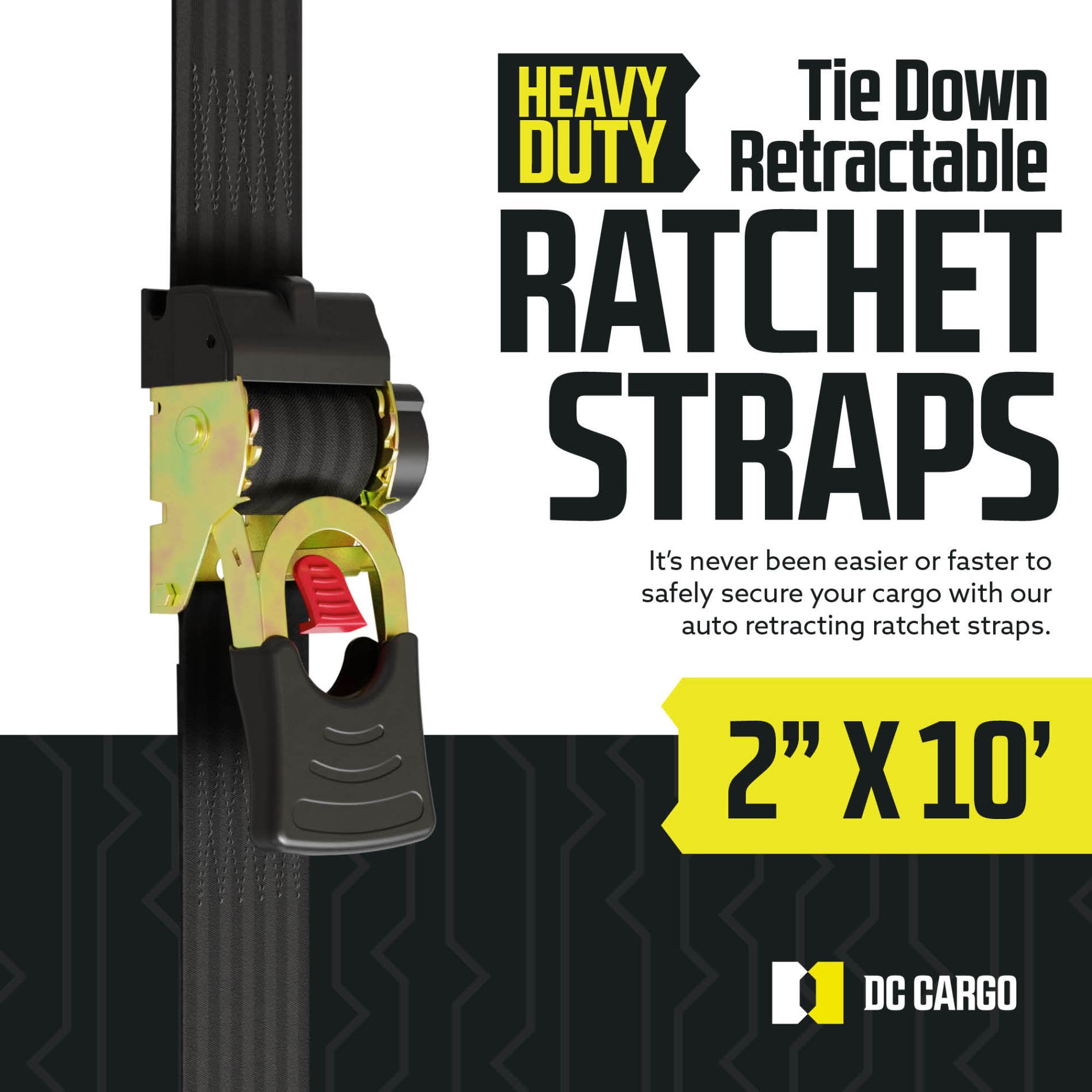 DC Cargo Flatbed Ratchet Straps with Flat Hooks, 2x27', 2-Pack