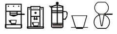 Brewing methods: espresso, fully automatic, cafetiere, filter, slow coffee, cona