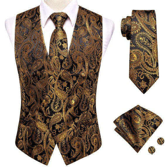 Gold Floral Paisley Vest Set – Masculine Clothes