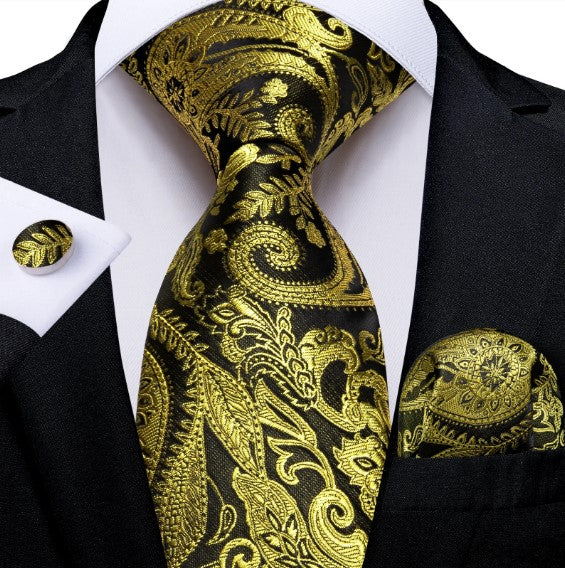 Luxury Yellow Gold Tie Set – Masculine Clothes