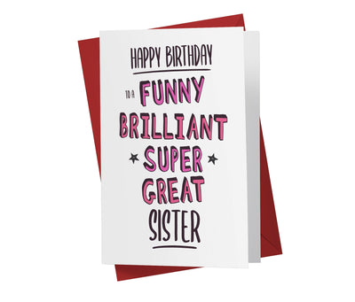 Funny Brillant Super Great Sister | Funny Birthday Card - Kartoprint