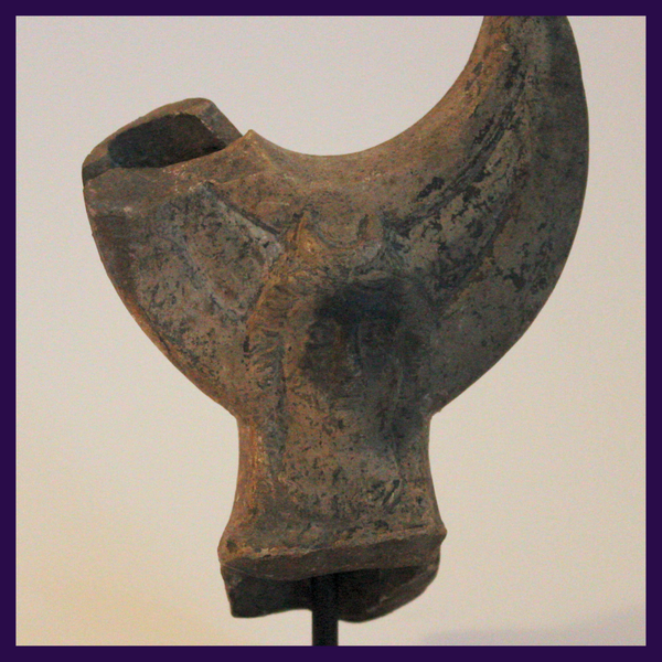 Ancient roman oil lamp with goddess Luna