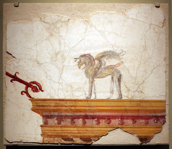 Fragment of fresco with griffin on a cornice, 1st century AD