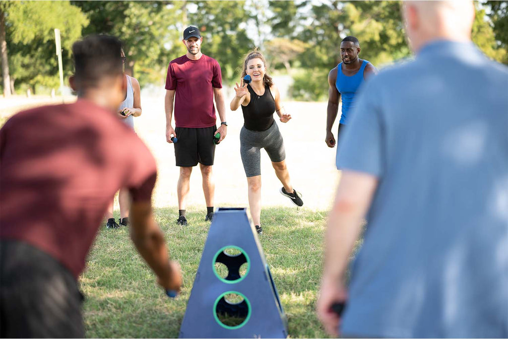 Backyard games for families - TowerBall In a Grassy Field