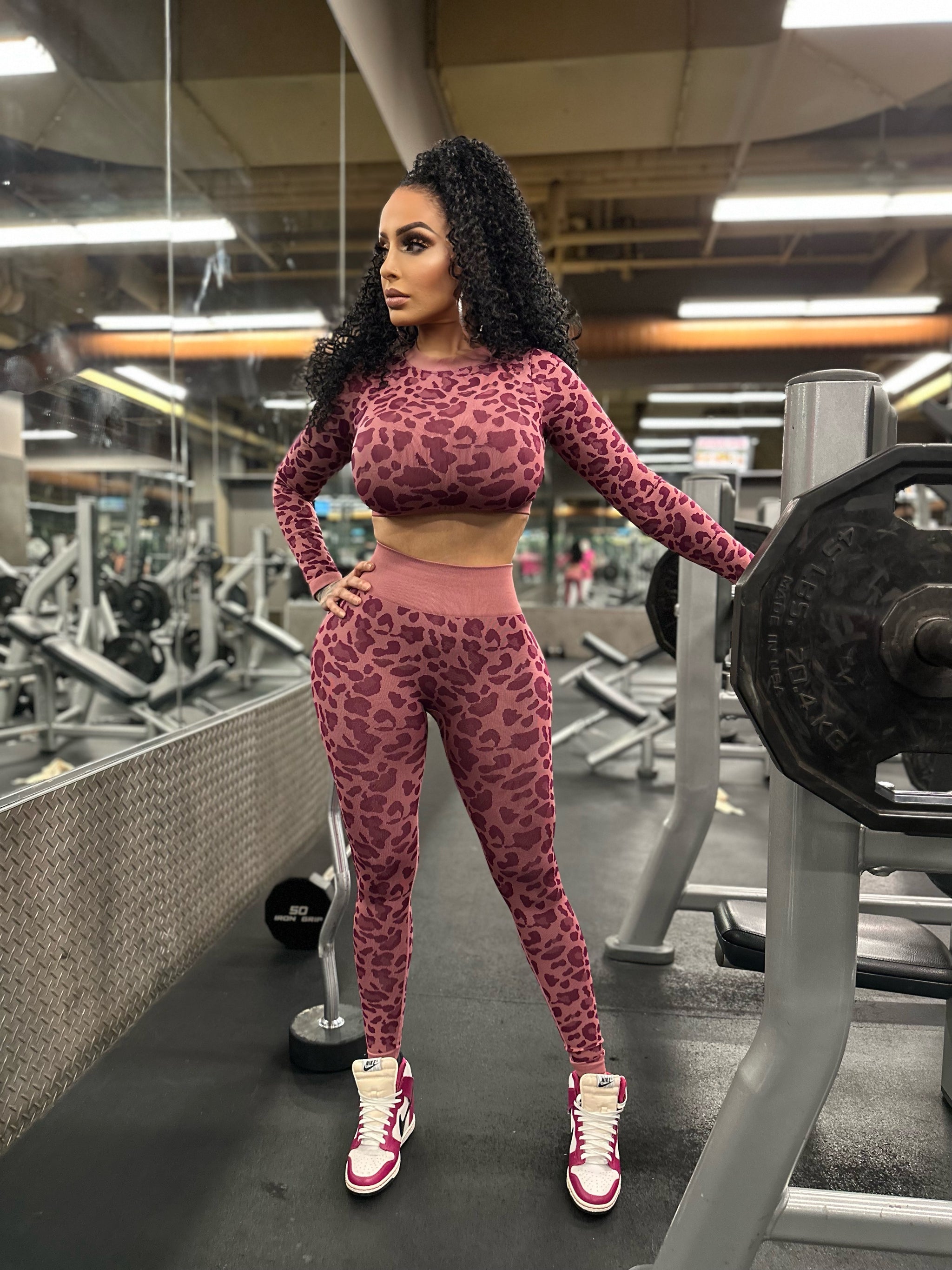 Cougar 2 Piece Activewear Pant Set (Leopard ) - Luxe by Meena