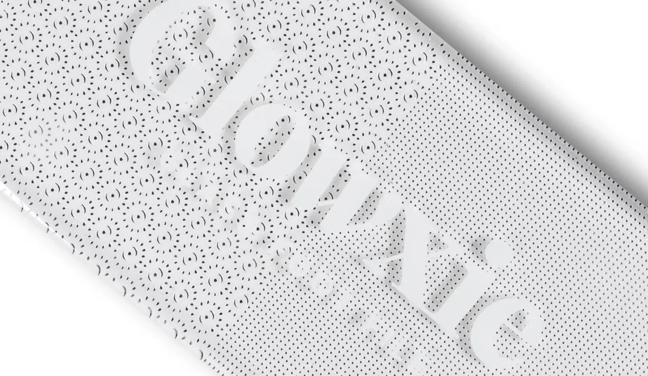 Perforated sheet with the word 'Glowxia' embossed in white letters.