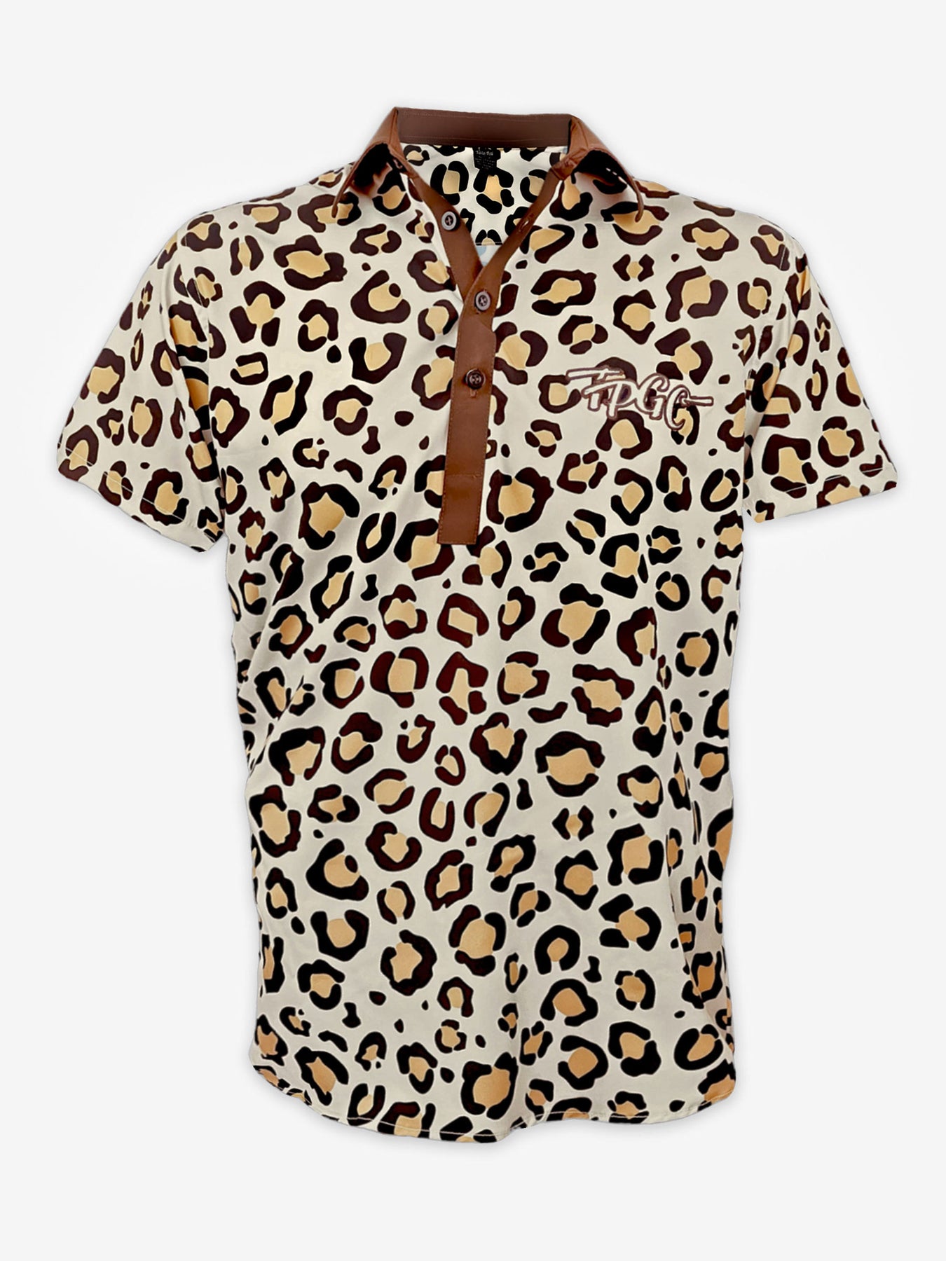 cheetah print golf polo