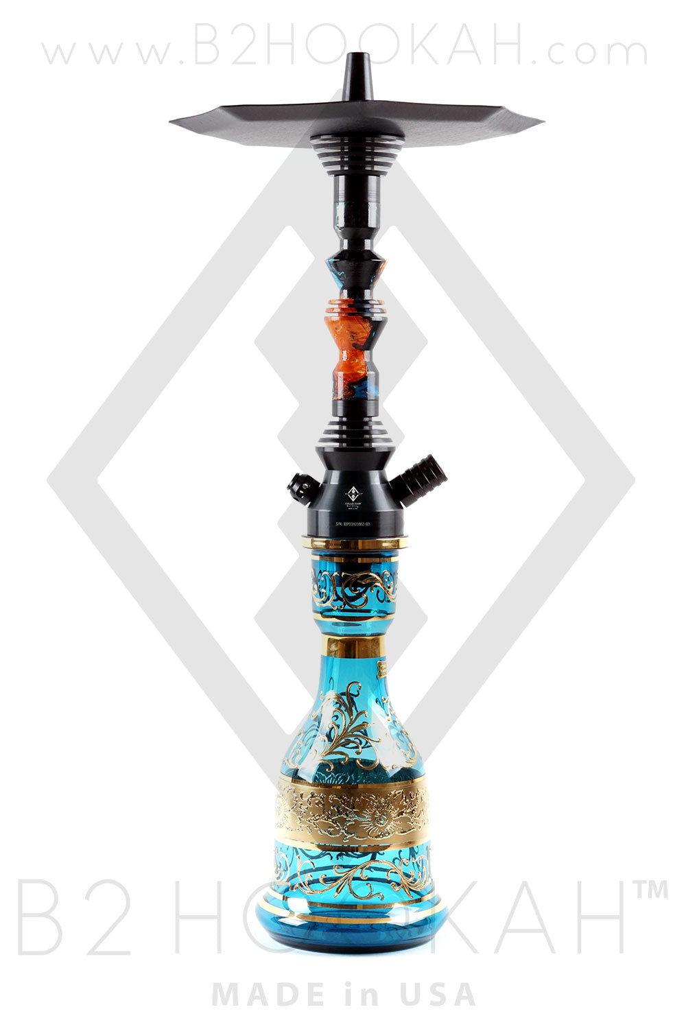 B2 Hookah Precious Cut Collection™ Dual Water on Mars & Dyed Burl Wood