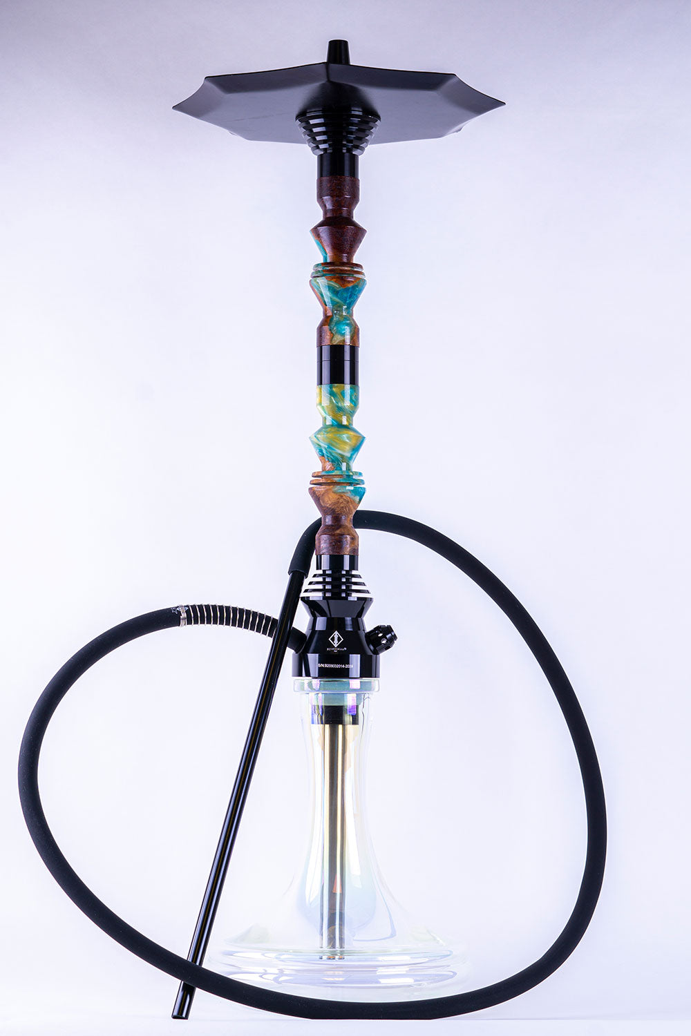 B2 Hookah Precious Cut Collection Doubled Blue Oceans & Burl Wood