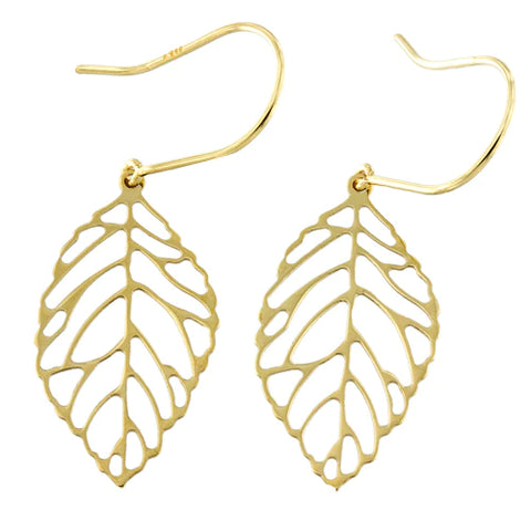 ultra light open leaf style drop earrings
