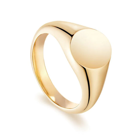a yellow gold oval signet ring