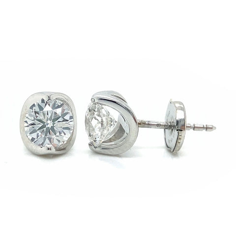 white gold diamond studs with locking backs