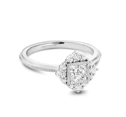 a white gold halo engagement ring