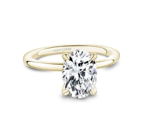 a 1.90 carat lab grown diamond on a narrow yellow gold band