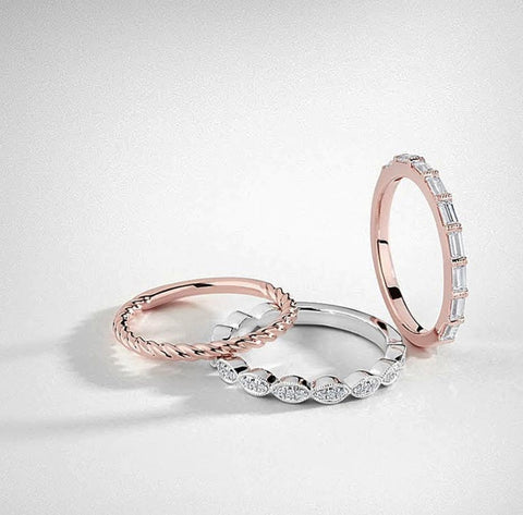 diamond wedding bands in rose gold & white gold