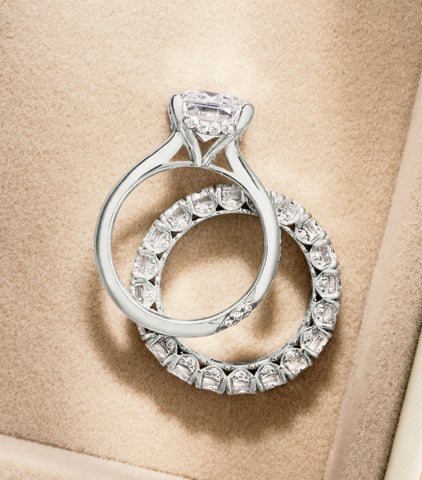 Tacori RoyalT engagement ring and eternity band