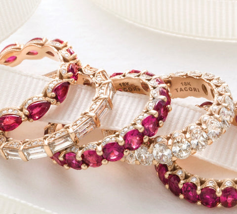 Diamond and ruby eternity bands