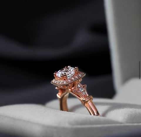 a rose gold enagagement ring