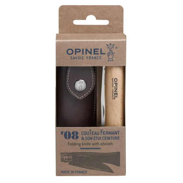 Billede af Opinel N°8 stainless 8,5 cm. m.skede bøg