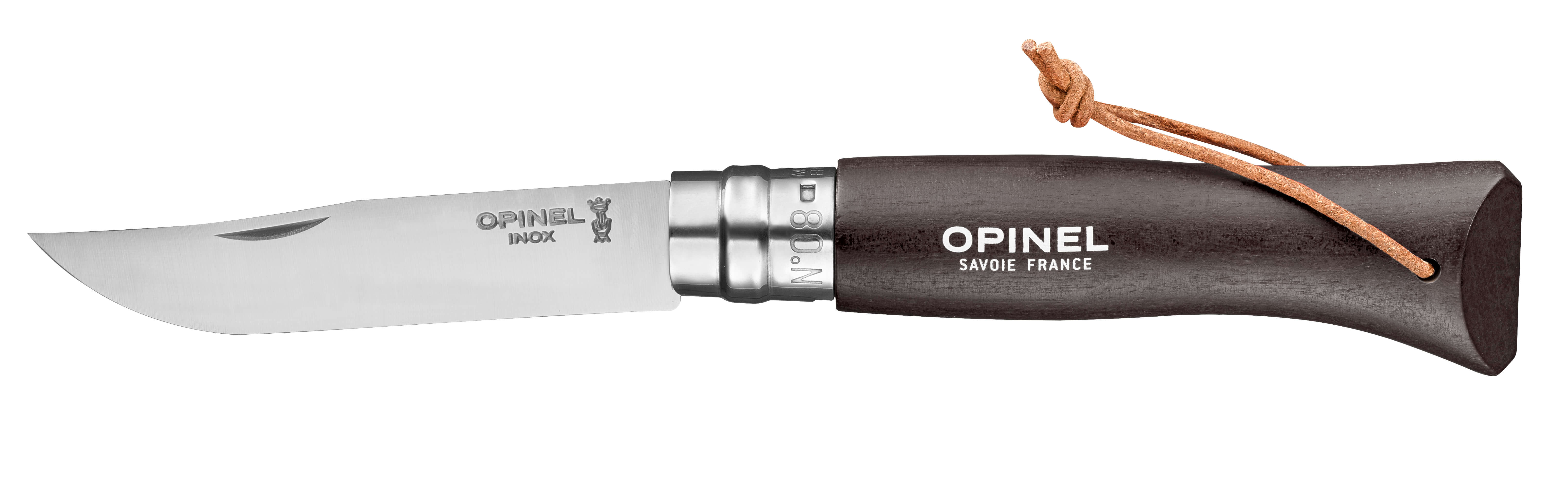 Billede af Opinel N°8 stainless 8,5 cm. m. læderstrop, Brown