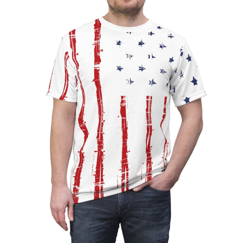 Patriotic shirt A man wearing  the american flag shirt