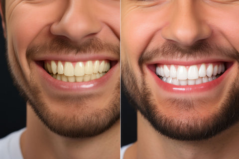 Male smile from whitening his teeth with Celebrity White by Celebrity Smiles Club