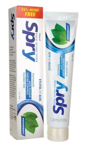 SPRY Toothpaste. No fluoride in SPRY Toothpaste.