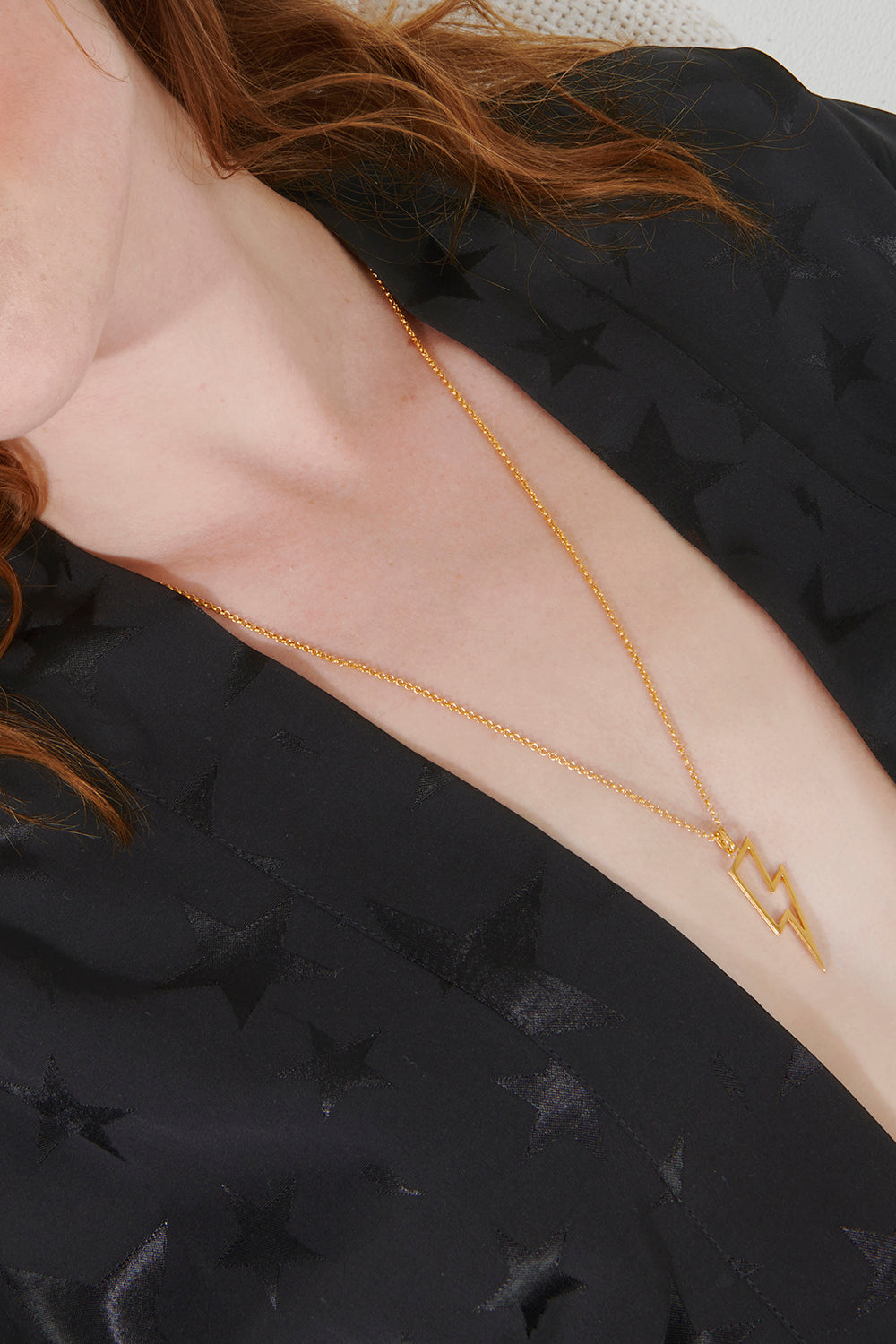 Gold Plated Statement Lightning Bolt Necklace