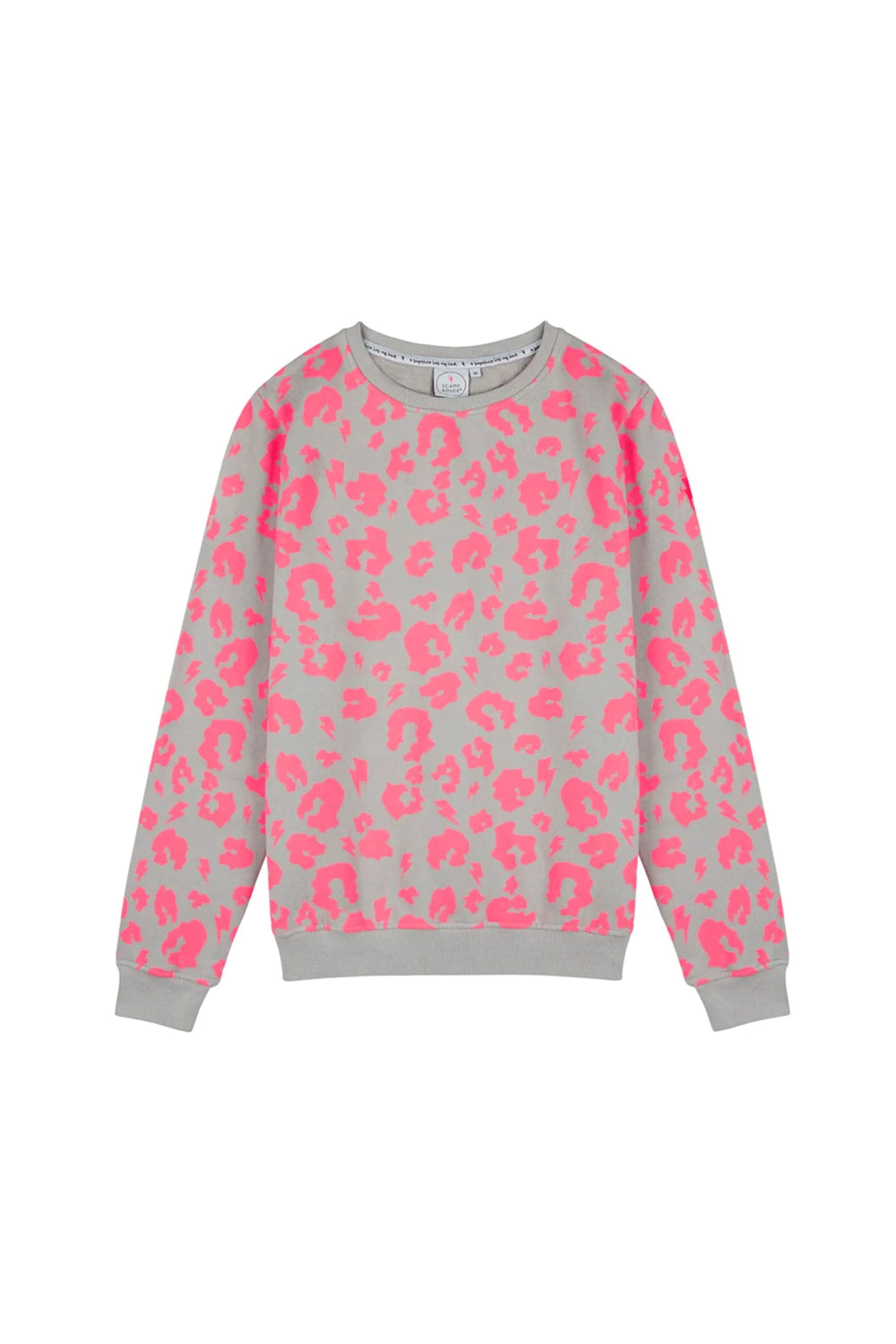 Grey with Neon Coral Leopard Sweatshirt