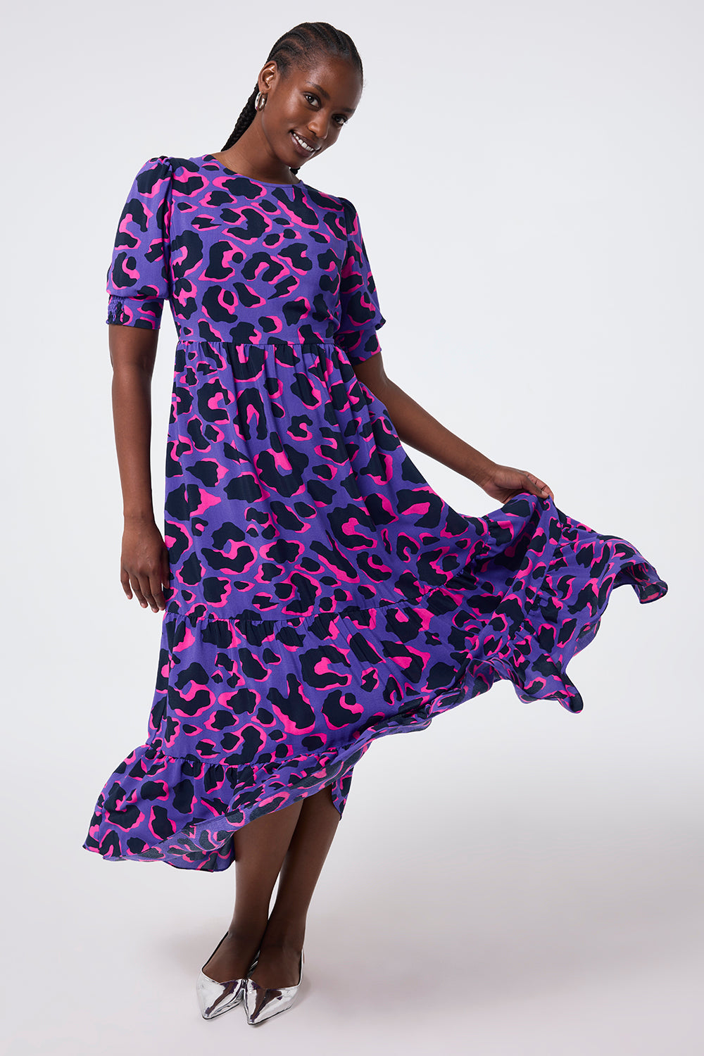 COMING SOON: Purple with Pink and Black Snow Leopard Maxi Dress