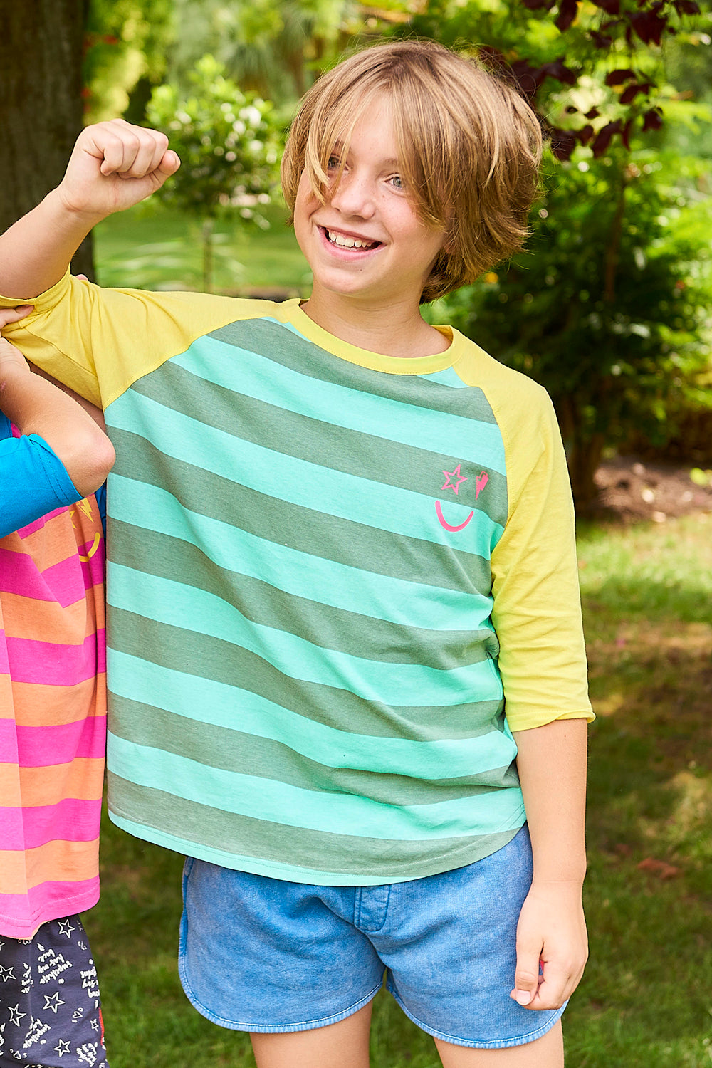 Kids Khaki with Mint Lucky Stripe T-Shirt