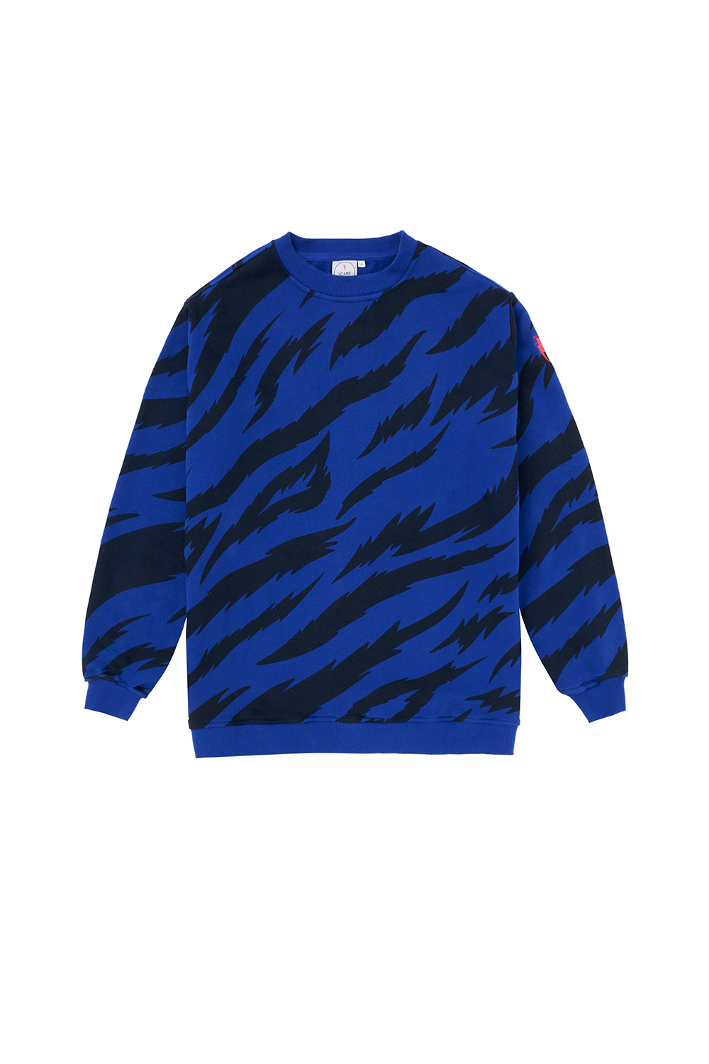 Blue with Black Graphic Tiger Oversized Sweatshirt