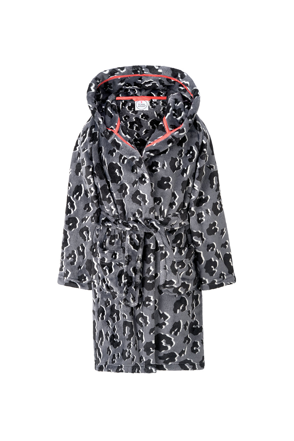 Kids Grey with Black Shadow Leopard Dressing Gown