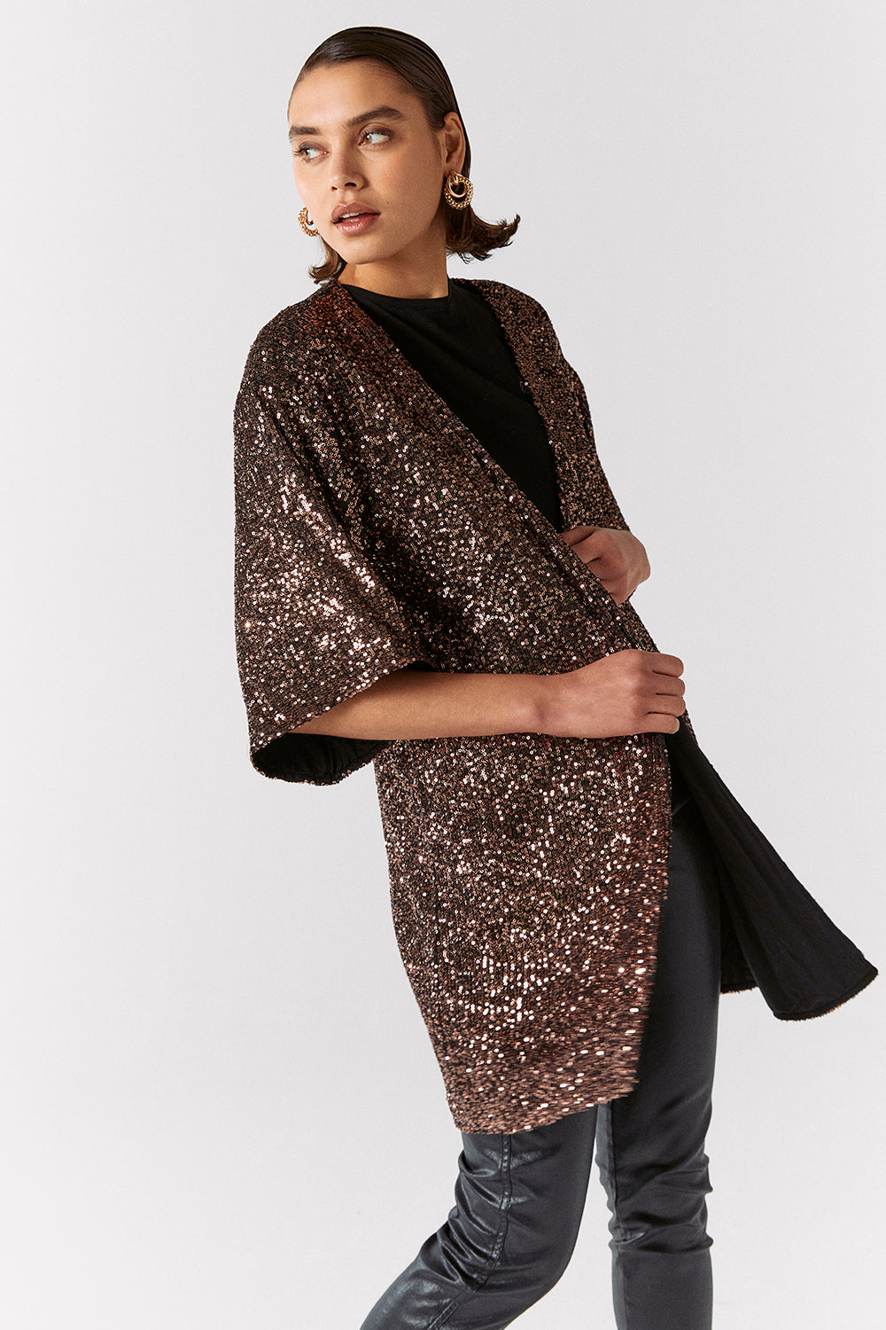 Rose Gold Sequin Kimono