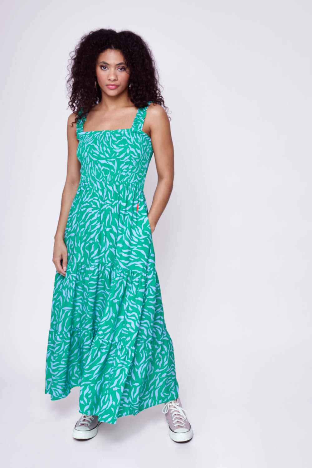 Bright Green with Lilac Zebra Maxi Sundress Scamp & Dude