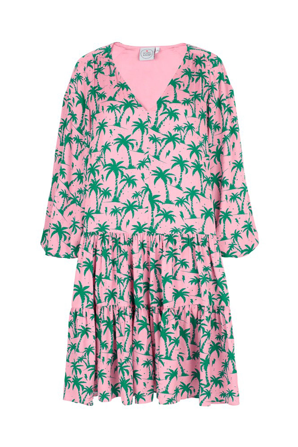 Pink with Green Palm Floaty Dress