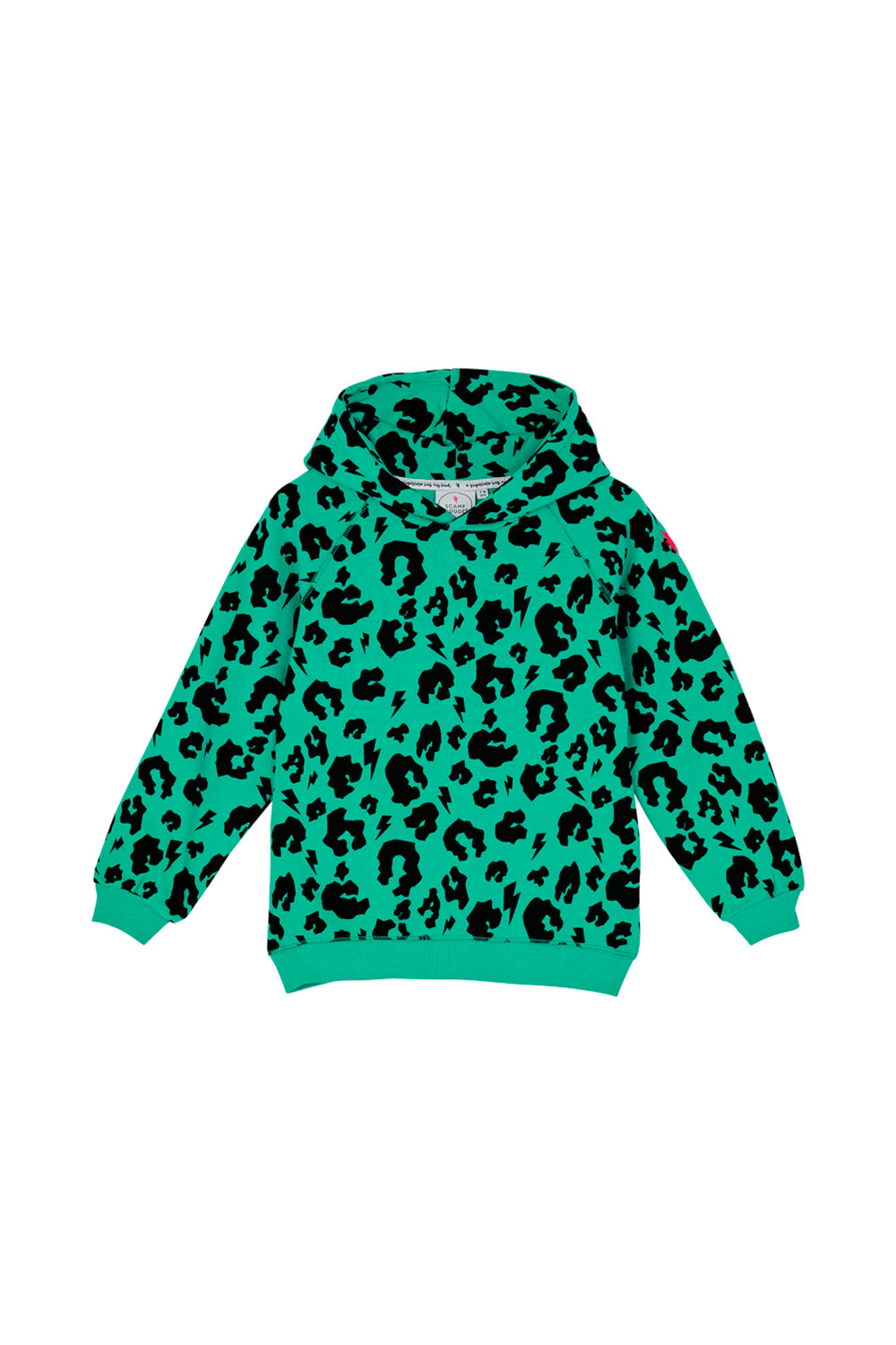 Kids Bright Green with Black Leopard Hoodie