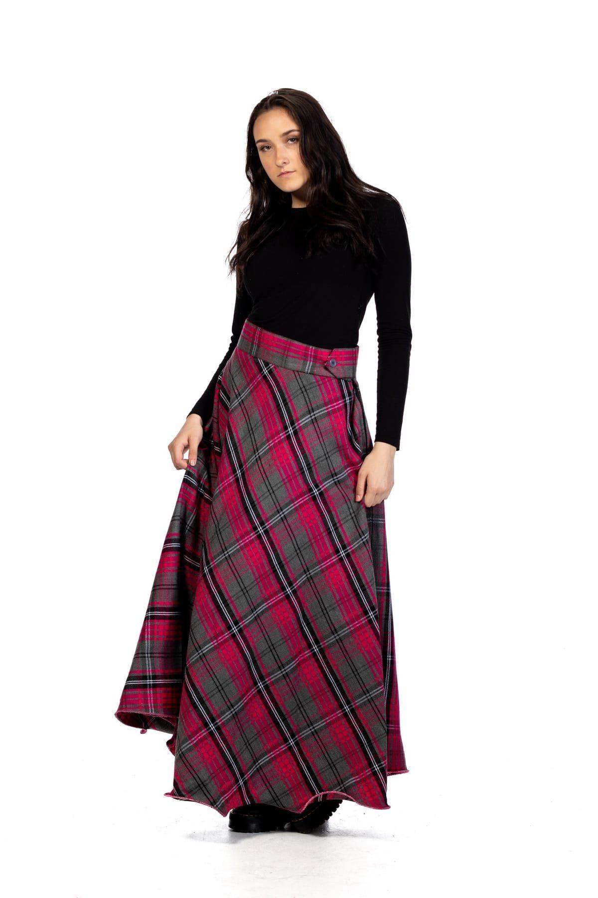 Long Plaid Skirt - Button Zipped | Tartan Skirts For Womens – Scottish Kilt