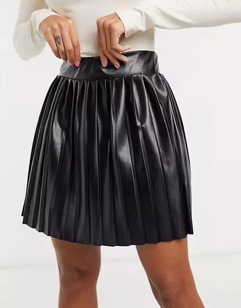 Shop Sisley Leather Pleated Skirt | Soft Sheep Leather Skirts ...