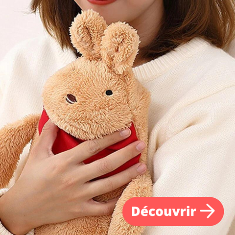 Bouillotte peluche lapin rouge