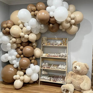 123Pcs Balloon Garland Arch Kit Coffee Brown White Latex Balloons Birthday Baby Shower Bear Theme Party Decorations - SHOP CUITM