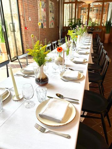 flowers on a dining table