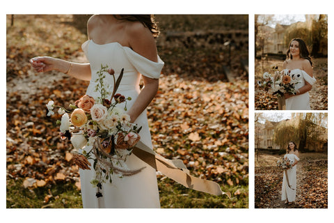 close up and detailed shots of a bride in her rowley hesselballe wedding dress